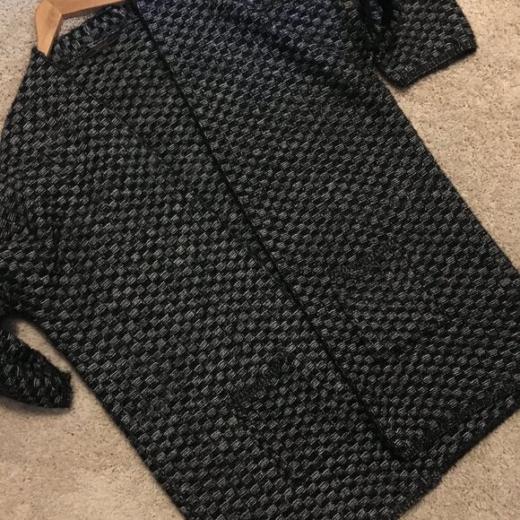 MaxSport Heavy Cozy Checkered Long Open Sweater Cardigan - Picture 12 of 16